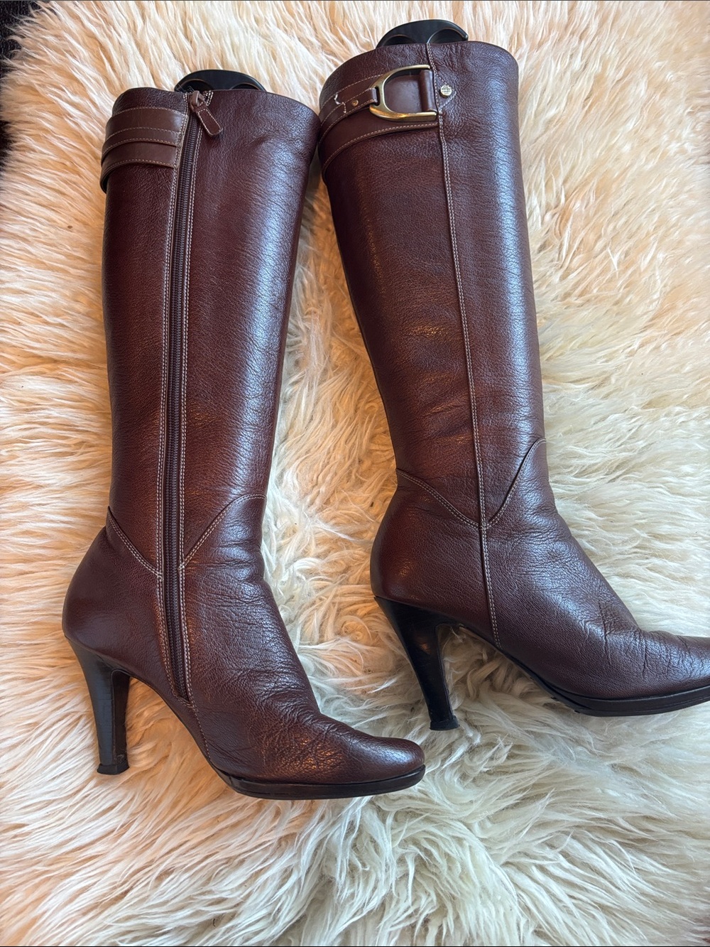 Cole Han with Nike Air Brown Leather Heeled Boots